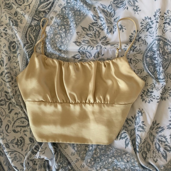 Zara Tops - Zara pale gold satin crop top
